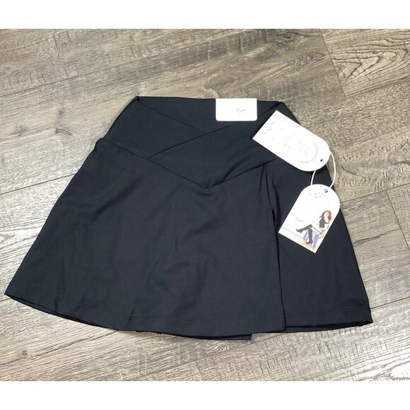 BLogilates Womens Crisscross Slit Skort Jet Black Size XS Gymwear Workout NEW - Picture 1 of 8